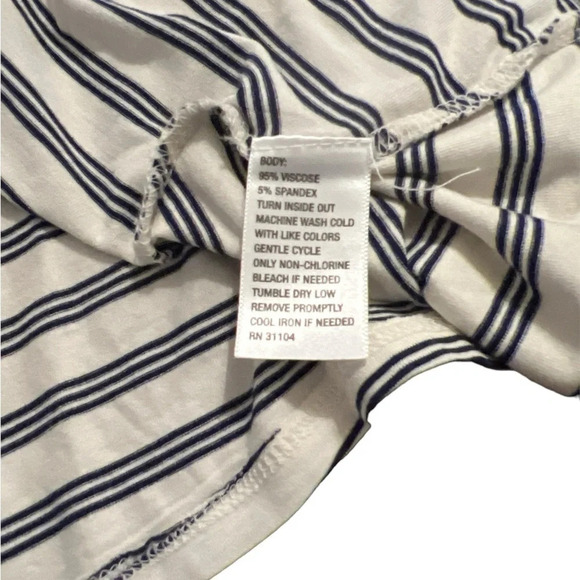 Red Camel Cold Shoulder Short Sleeve Blue and White Striped Top - Picture 7 of 9